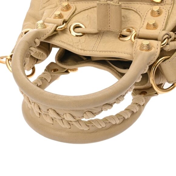 BALENCIAGA Giant mini pompon 2WAY beige 285439 hand bag - Picture 9 of 10